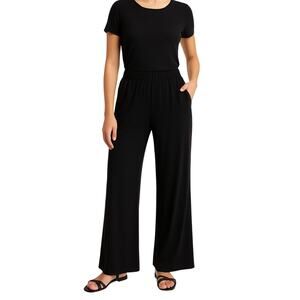 Nicola Antoni Black Wide-Leg Pants M – Soft Stretch Travel Trousers